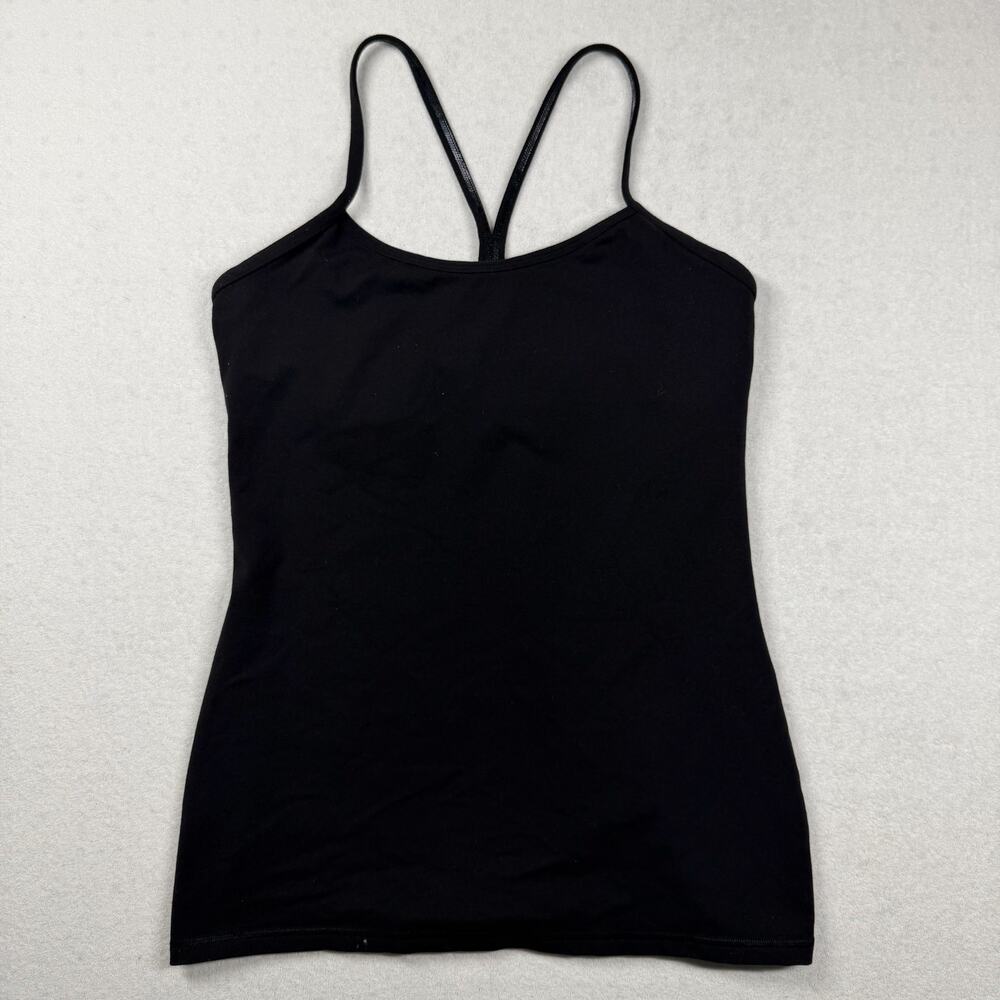 Lululemon Power Y Tank Black Women’s Size 10 Built In Bra Racerback Yoga